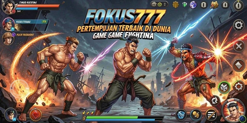 Tangkapan layar FOKUS777 menampilkan pertarungan epik antar karakter.
