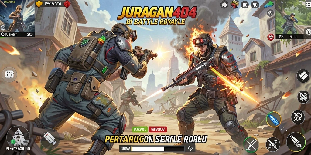 Tampilan menarik dari gameplay JURAGAN404 dalam pertarungan Battle Royale.