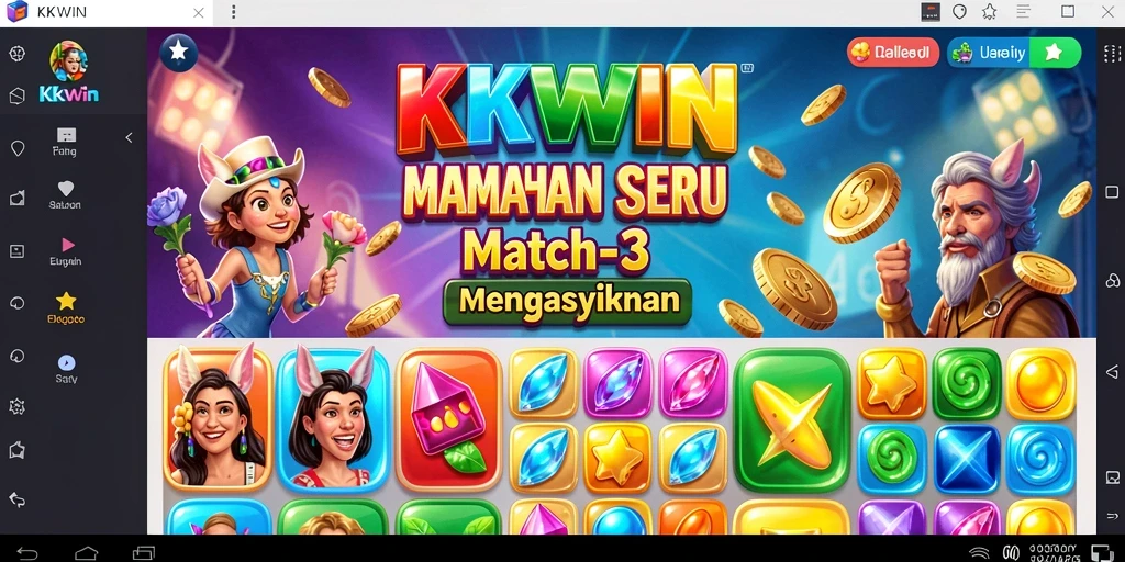 Tampilan gameplay Match-3 yang seru dan penuh warna dari KKWIN.