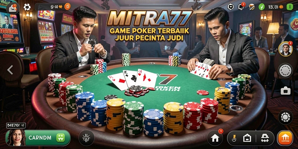 Tangkapan layar utama MITRA77 menampilkan permainan Poker yang mendebarkan.