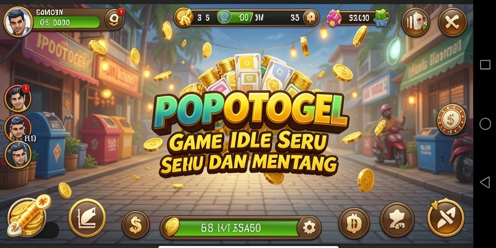 Screenshot gameplay POPOTOGEL menampilkan elemen Idle yang menyenangkan.