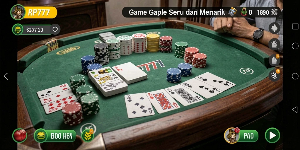Tampilan menarik gameplay Gaple di RP777.